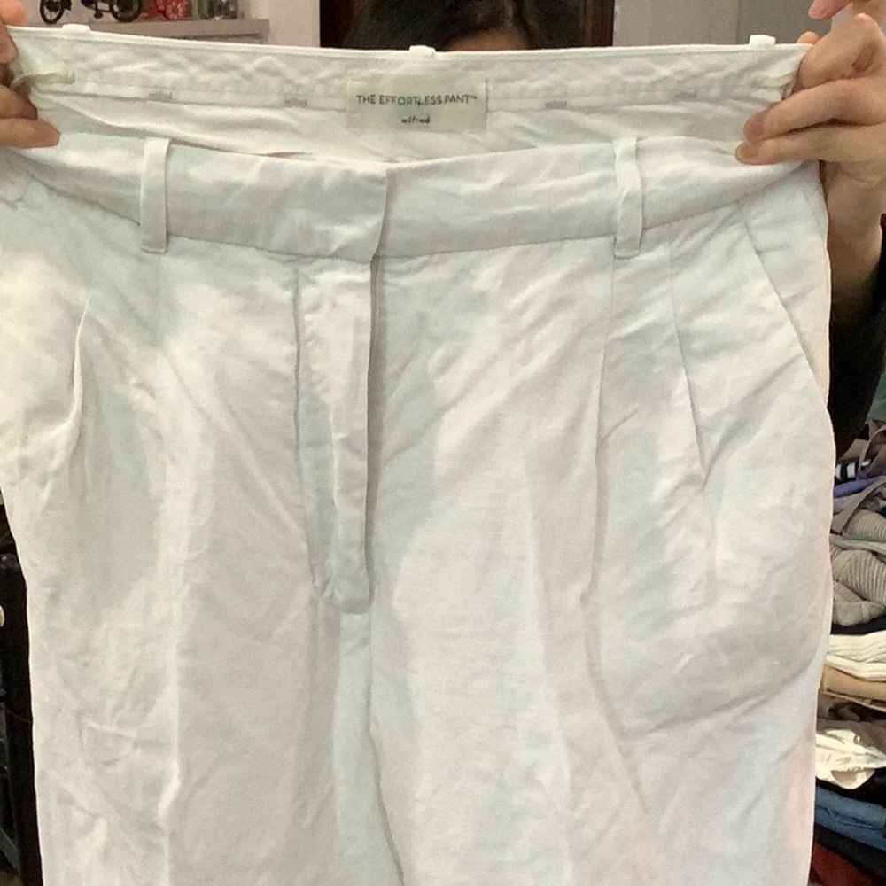 Wilfred Effortless Pants White Linen Wide Leg Sz1